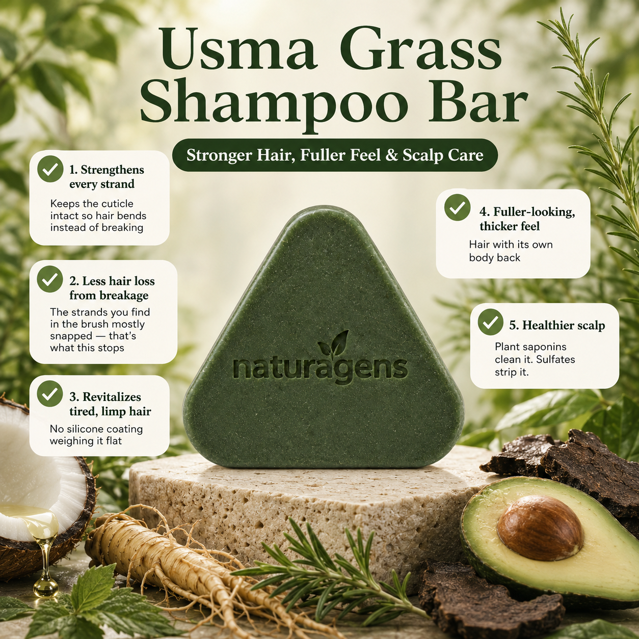 Usma Grass Strengthening Shampoo Bar